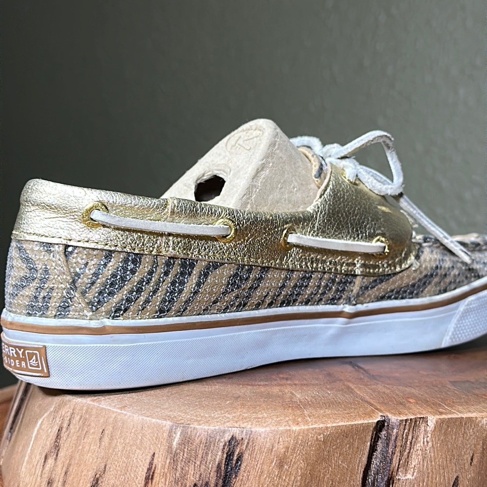 SPERRY Women’s Bahama Gold/Brn Zebra Sequins - Picture 9 of 16